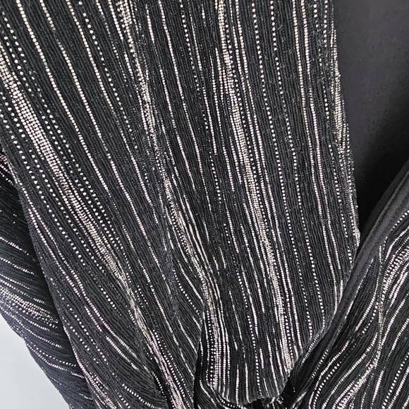 All in Favor Metallic Black Gold Striped Midi Dress Size M - Picture 2 of 11